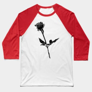 Black Rose Monochrome Line Art Red Backdrop Baseball T-Shirt